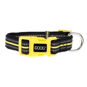 DOOG Neoprene Bolt Neon Black/Yellow Dog Collar 9-13" Neck Small